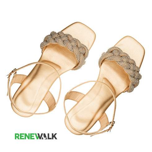 Party Wear Golden Fancy Sandal Renewalk 4521